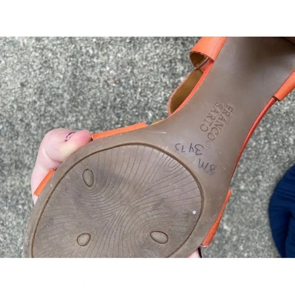 Franco Sarto Womens Orange Leather Strappy Block Heel Sandals Size 8M - Picture 4 of 5